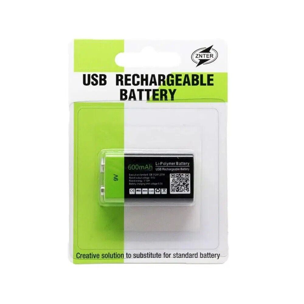 Micro USB 6LR61 9V Rechargeable Battery Li-Polymer Battery 5400Mwh 600Mah