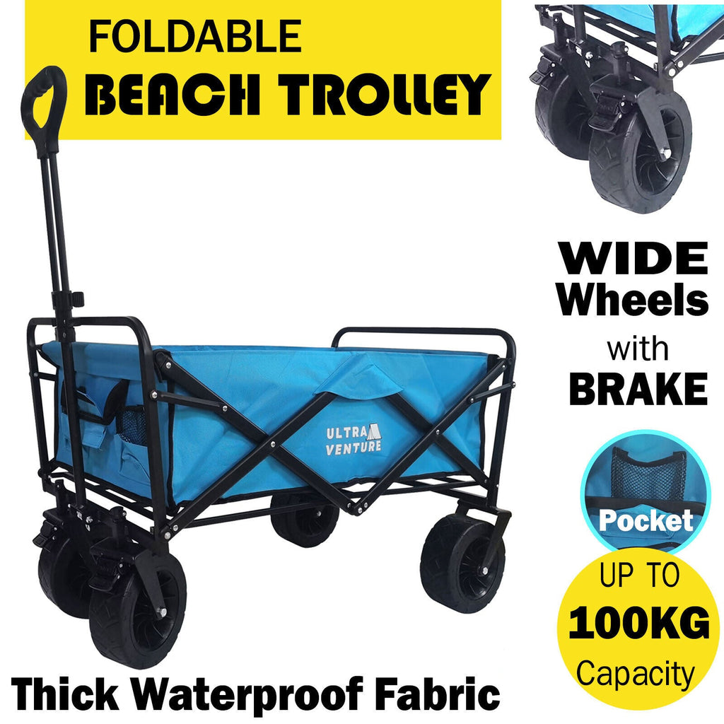 Collapsible Folding Outdoor Beach Trolley Utility Wagon Camp Cart 96 X 59 X 98Cm