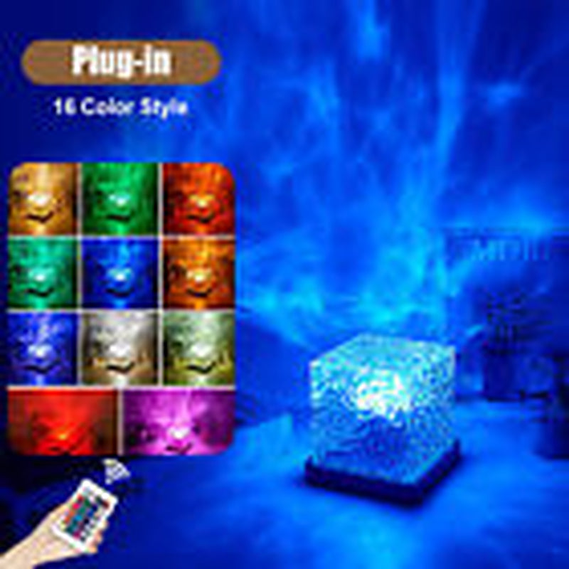 Galaxy Projector Light Ocean Wave Sensory Night Light Crystal Lamp for Bedroom