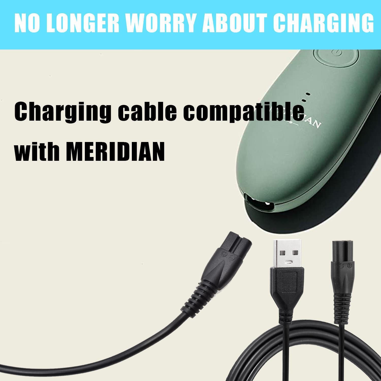 Charging Cable for Meridian Grooming Electric Shavers Trimmers