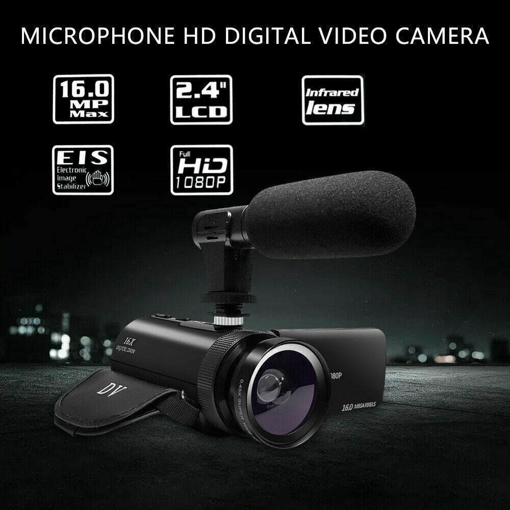 1080P Digital Video Camera Camcorder Youtube Vlogging Recorder W/Microphone