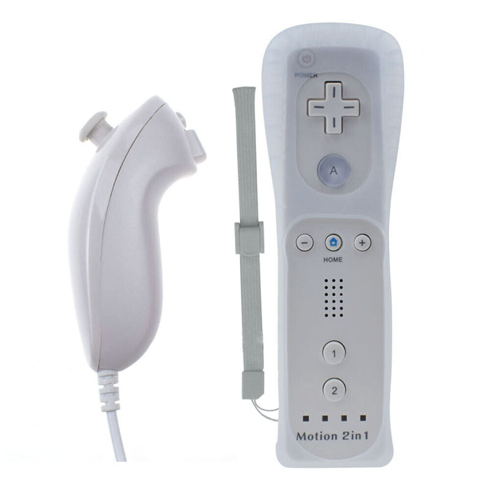 Built in Motion plus Remote Controller & Nunchuck for Nintendo Wii/Wii U W/ Case