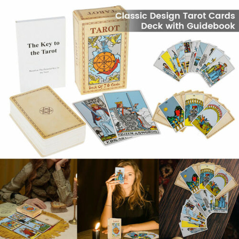 78Pcs Tarot Cards Deck Book Set for Beginner with Guidebook for Party Game Table
