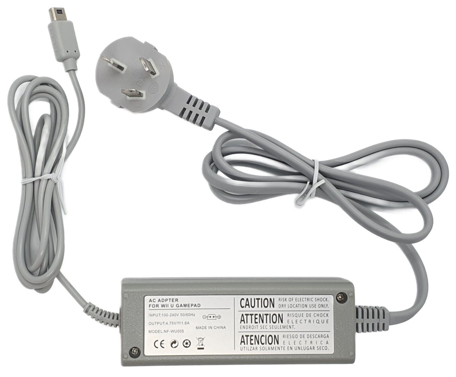 AC Charger Power Supply Lead for Nintendo Wii U Gamepad - AU Plug