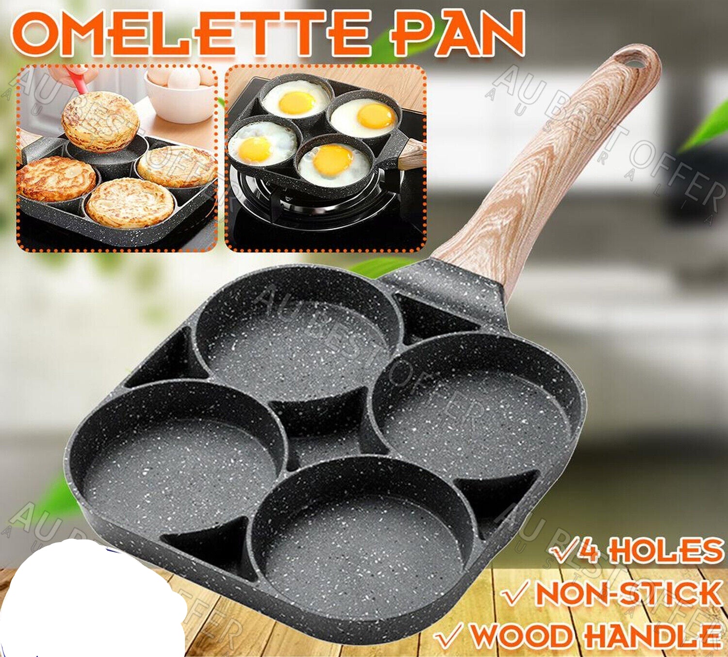 4 Cup Fried Egg Pancake Burger Pan Non Stick Breakfast Egg Pan 