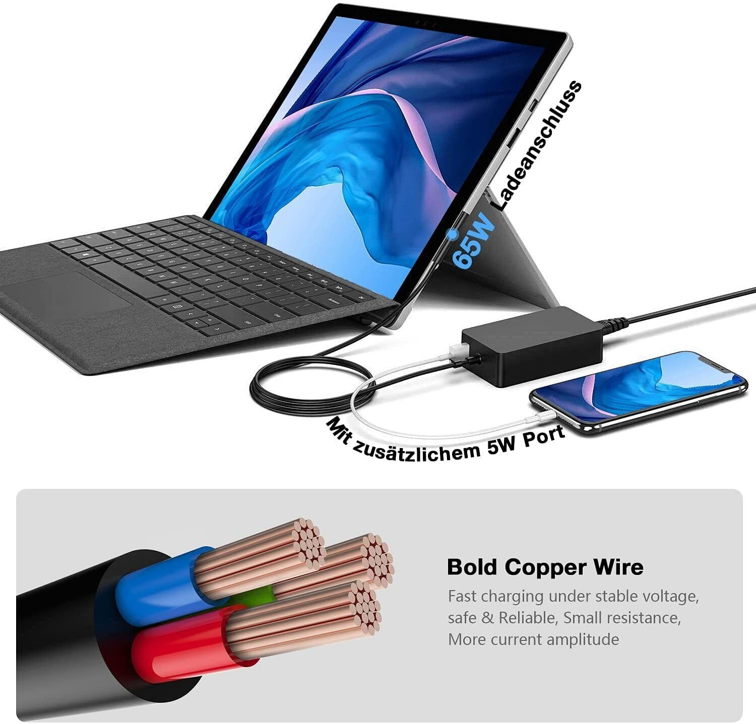 65W Power Supply Charger for Microsoft Surface Book Pro 3 4 5 6 7
