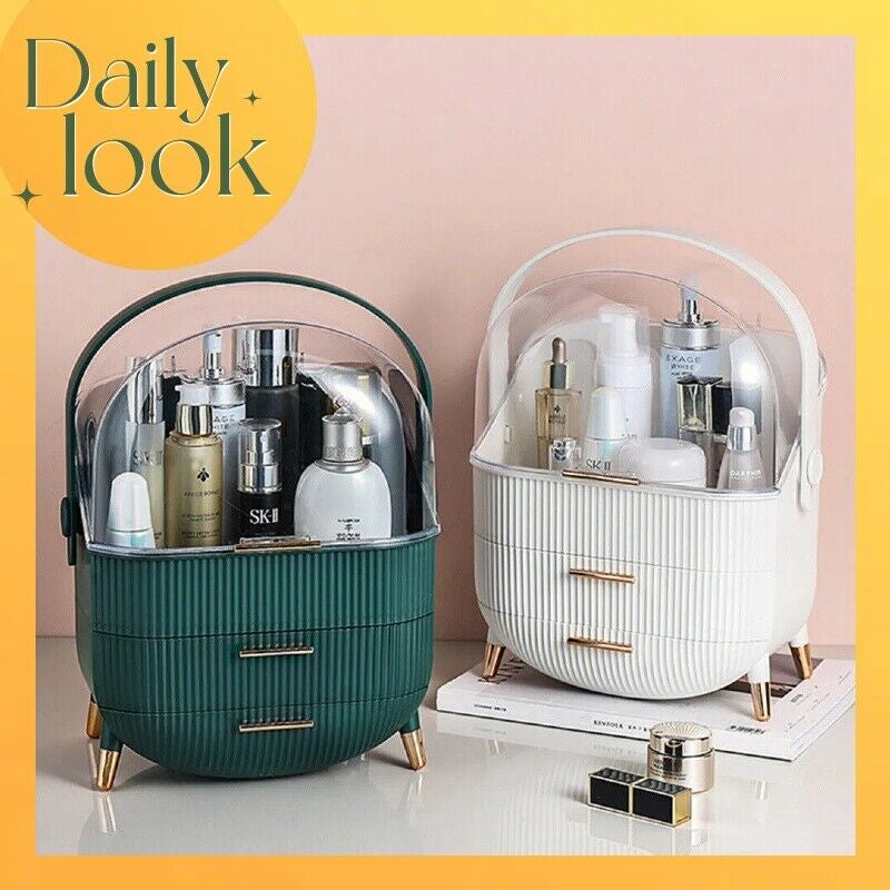Dustproof Makeup Organiser Drawer Cosmetic Storage Case Jewellery Box / Handle