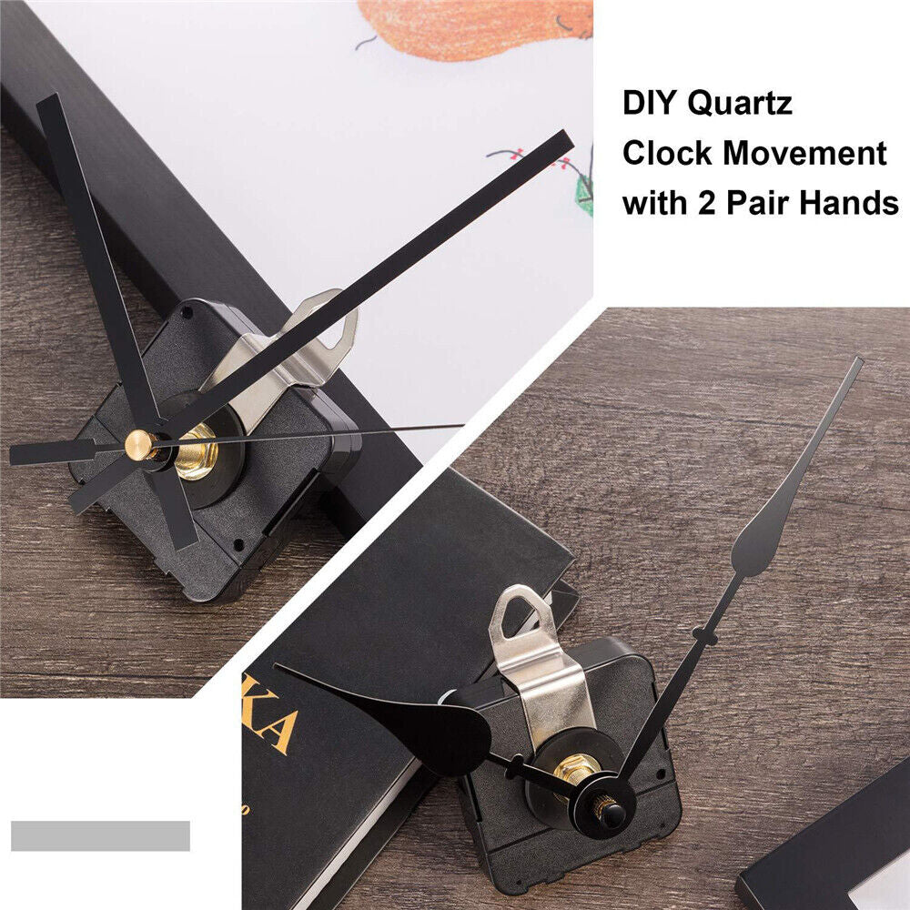 12Pcs Wall Clock Quartz Movement Motor Mechanism Long Spindle Hands Repair Kit