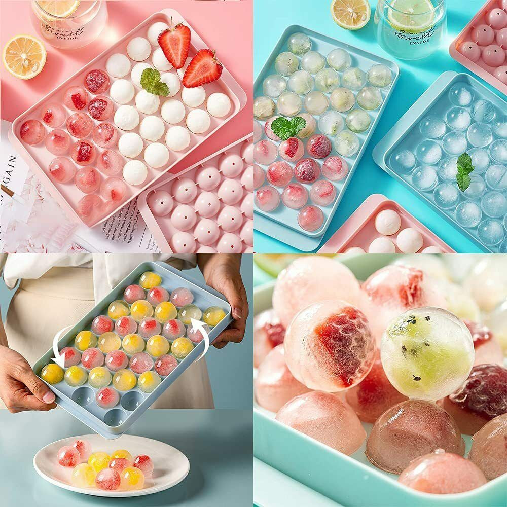 33 Grids Ball Maker Plastic Mold Sphere Whiskey round Mould Large Ice Cube Tray