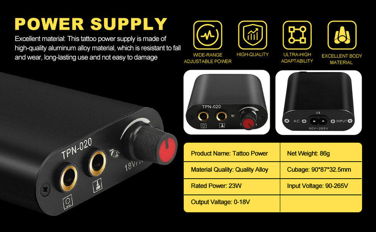 Tattoo Kit Gun Rotary Tattoo Machine Pen Tattoo Power Supply Set 14 Inks