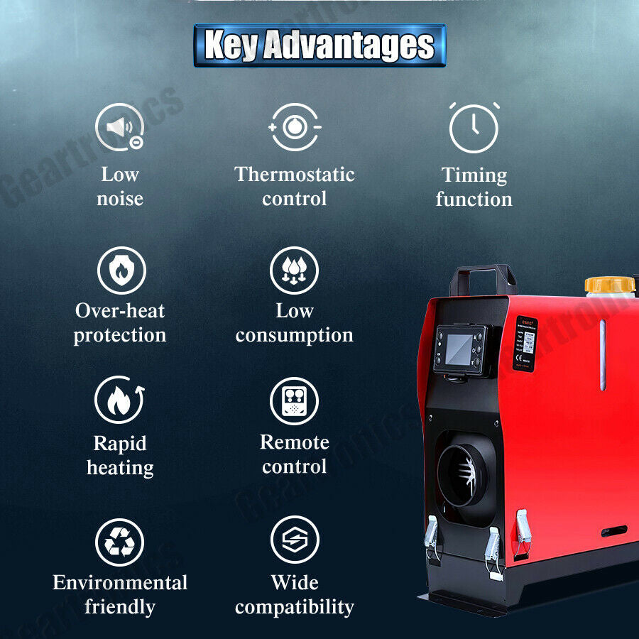 12V 8KW Diesel Air Heater Thermostat Diesel Caravan Motor Home Trailer Portable
