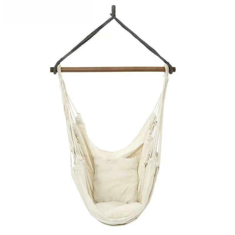 Portable Hanging Hammock Chair Swing Garden Outdoor Camping Soft with 2Xcushions