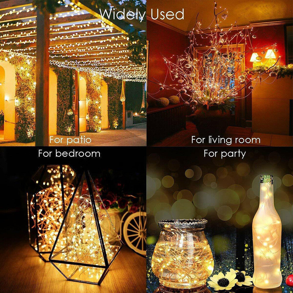 Solar String Fairy Lights Xmas Outdoor Garden Christmas Party Decor Waterproof