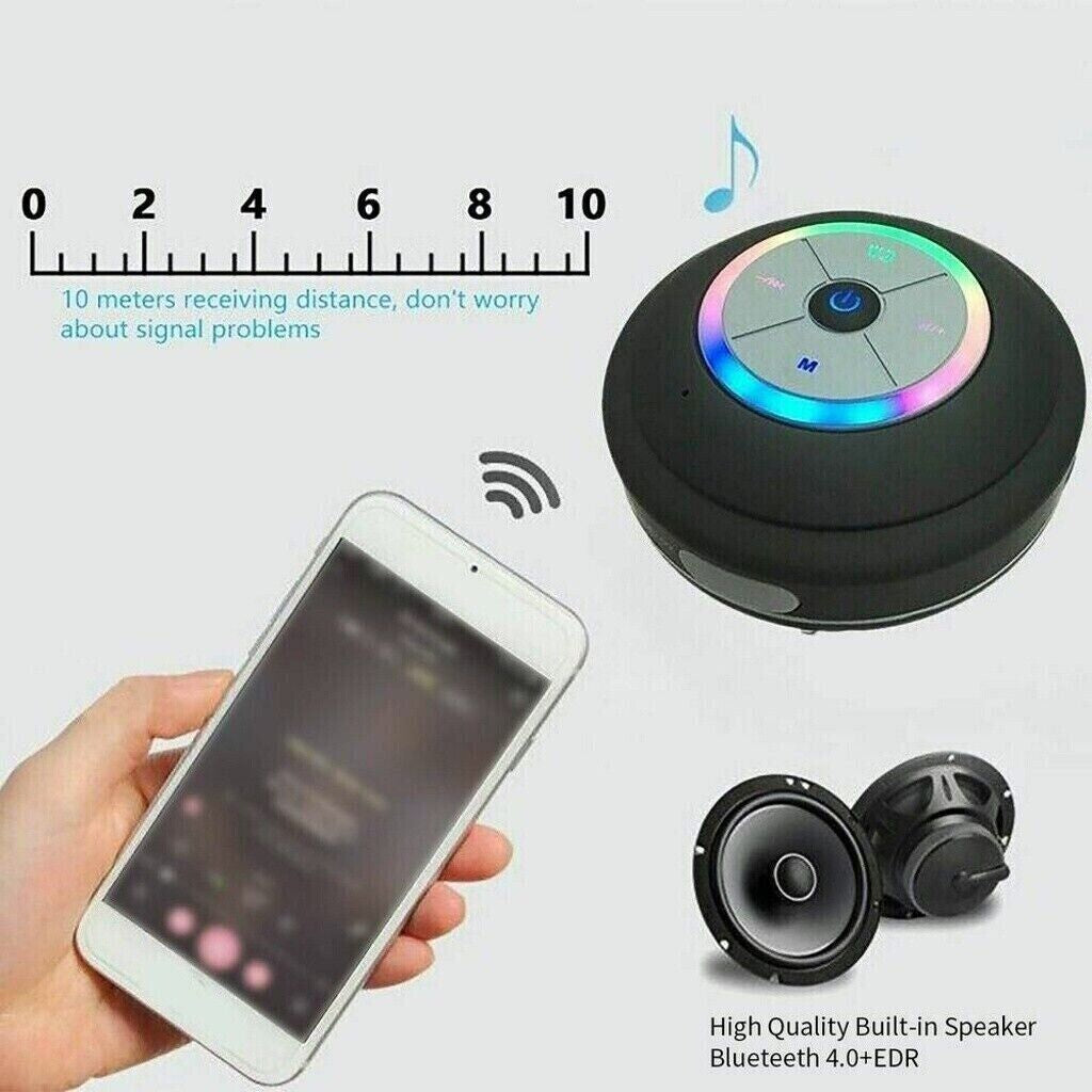 Bluetooth LED Waterproof Speaker Wireless Shower Music Stereo Handsfree Portable