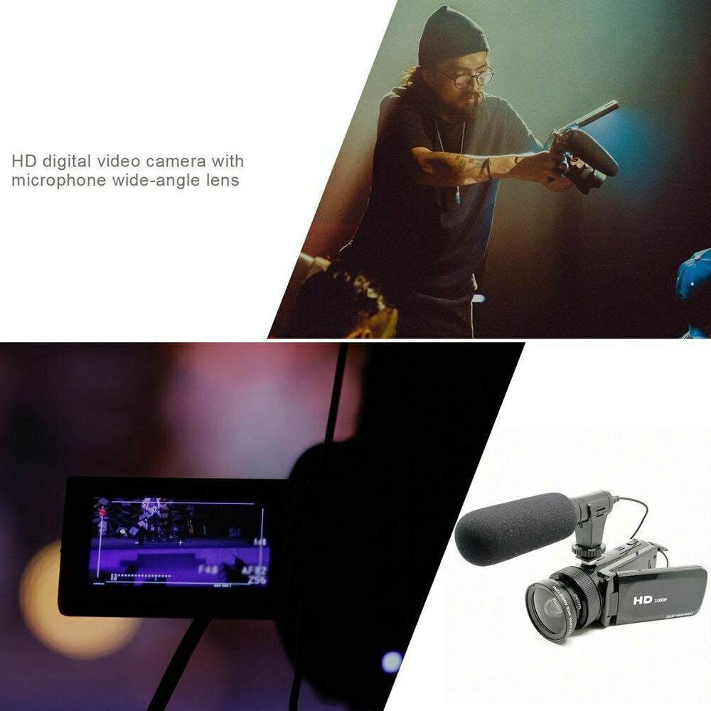 1080P Digital Video Camera Camcorder Youtube Vlogging Recorder W/Microphone