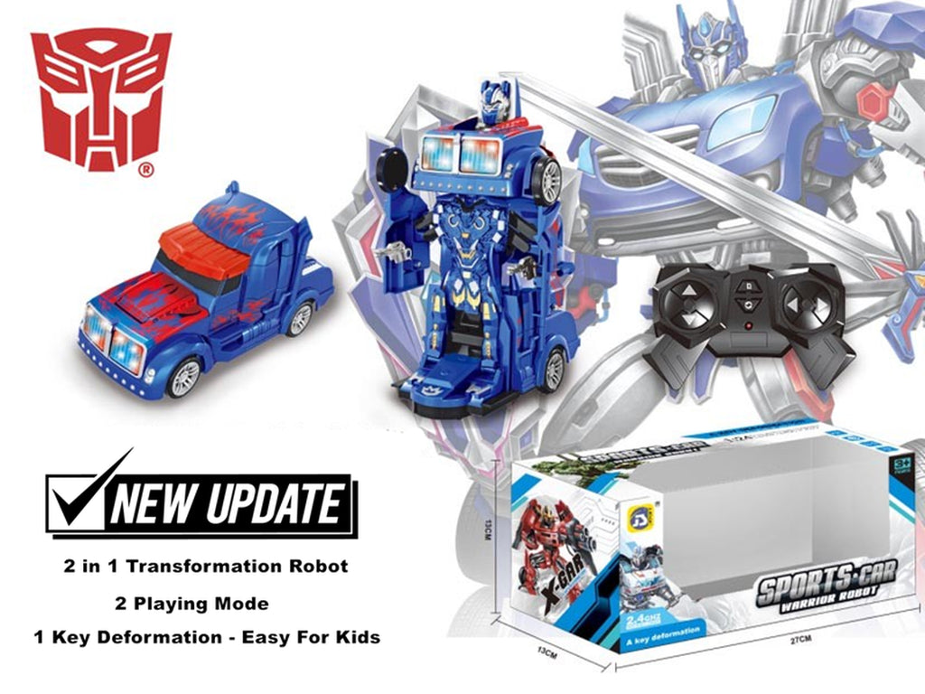 2-1 Rc Radio Remote Control Transformers Optimus Prime Vehicle Robot Car Kid Toy