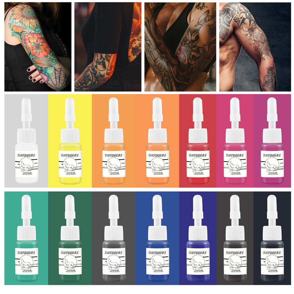 Tattoo Kit Gun Rotary Tattoo Machine Pen Tattoo Power Supply Set 14 Inks