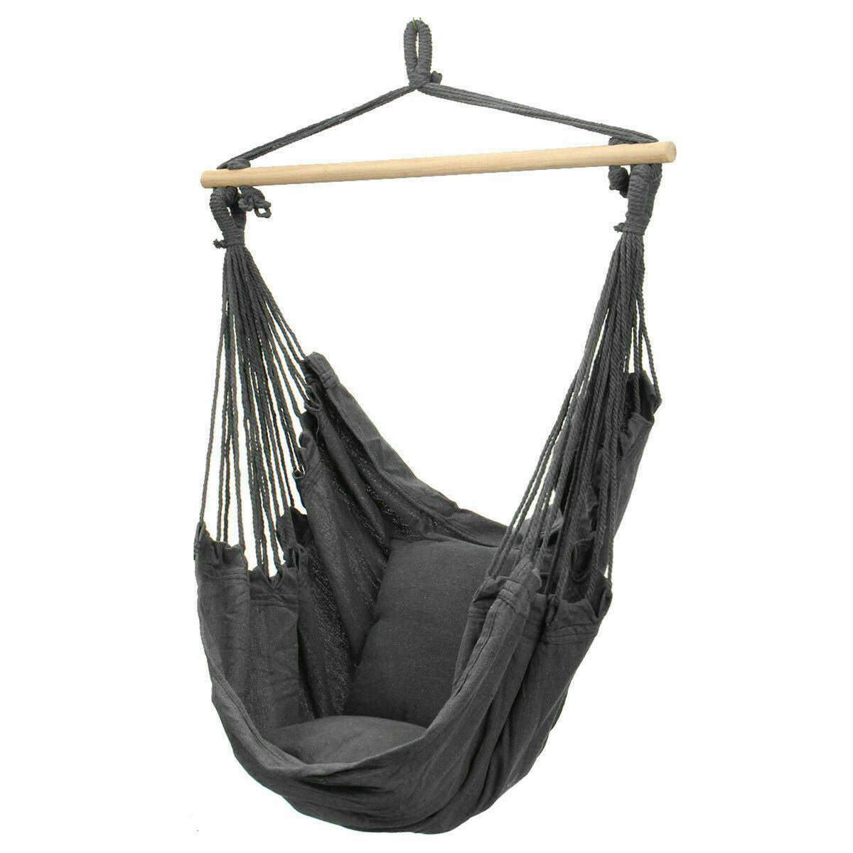 Portable Hanging Hammock Chair Swing Garden Outdoor Camping Soft with 2Xcushions