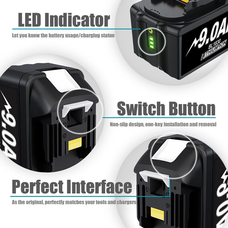 Compatible Battery 18 Volt 6.0Ah  for Makita LXT LITHIUM BL1830 BL1850 BL1860