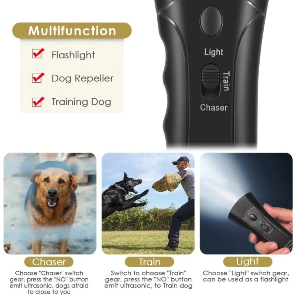 Durable Effective Safe Deterrents Chaser Pet Training Device With LED Flashlight Dog Bark Control Handheld Repeller Device