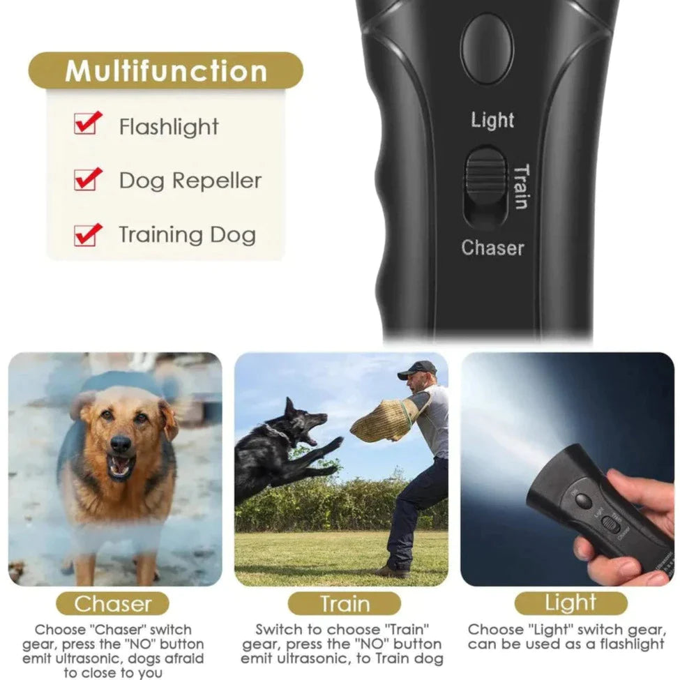 Durable Effective Safe Deterrents Chaser Pet Training Device With LED Flashlight Dog Bark Control Handheld Repeller Device