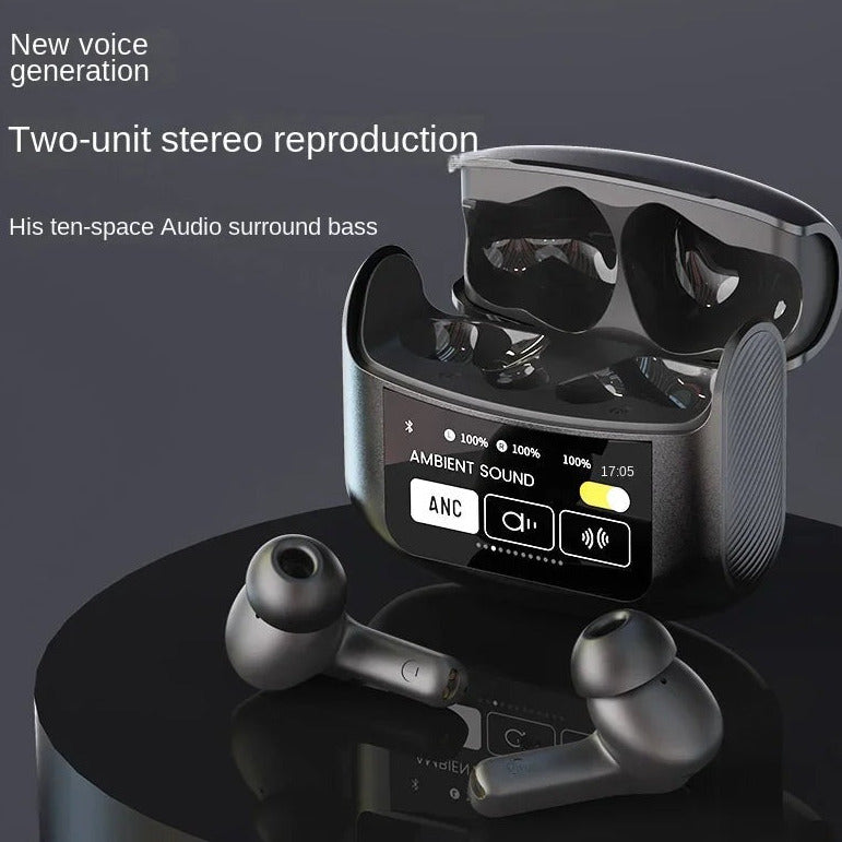 LED True Wireless Earphone Interactive Touch Control Screen Stereo Earbuds With Active Noise Cancellation