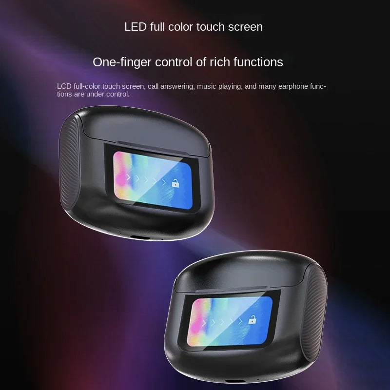 LED True Wireless Earphone Interactive Touch Control Screen Stereo Earbuds With Active Noise Cancellation