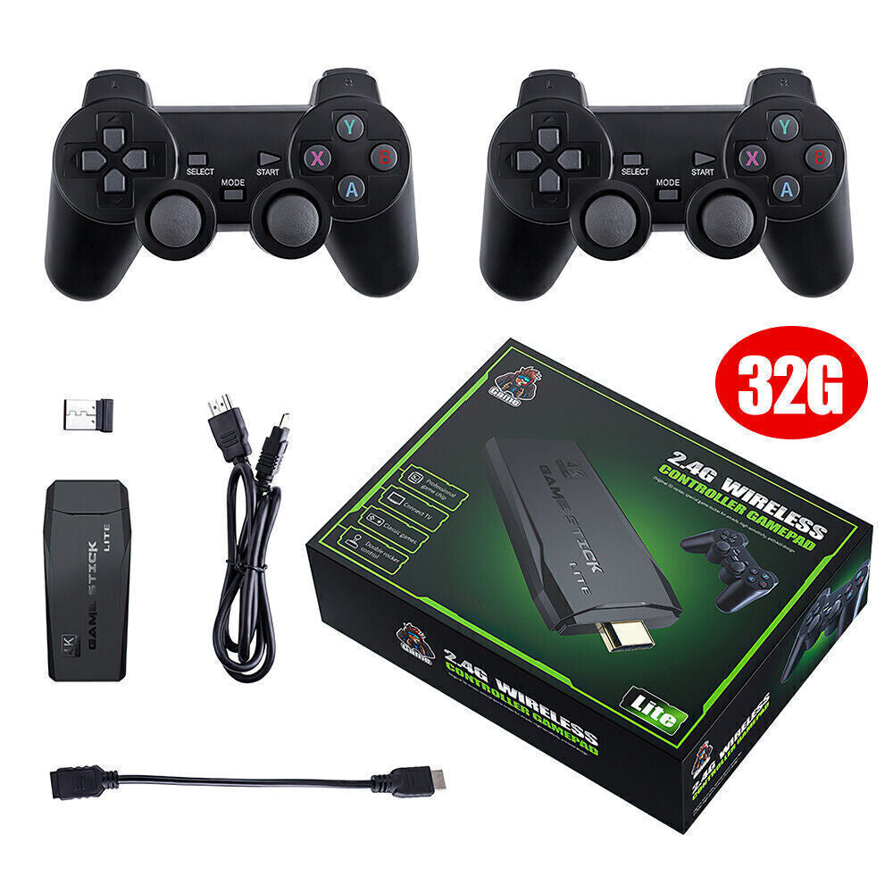 4K HDMI TV 20000+ Video Game Stick Retro Gaming Plug & Play Console With 2 Wireless Controller 