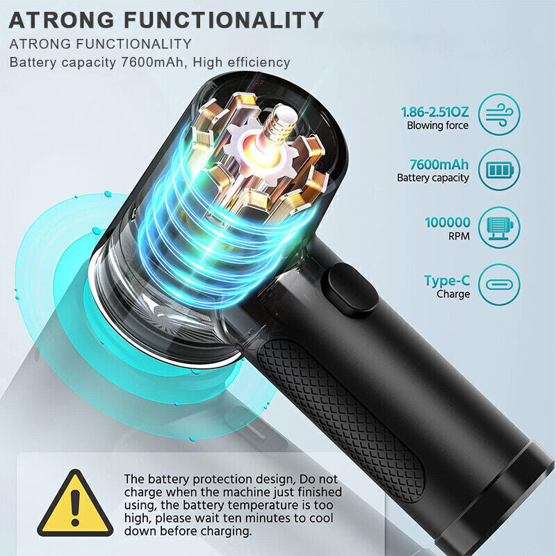 100000RPM Cordless Air Duster Compressed Air Blower Car PC Cleaning Cleaner 