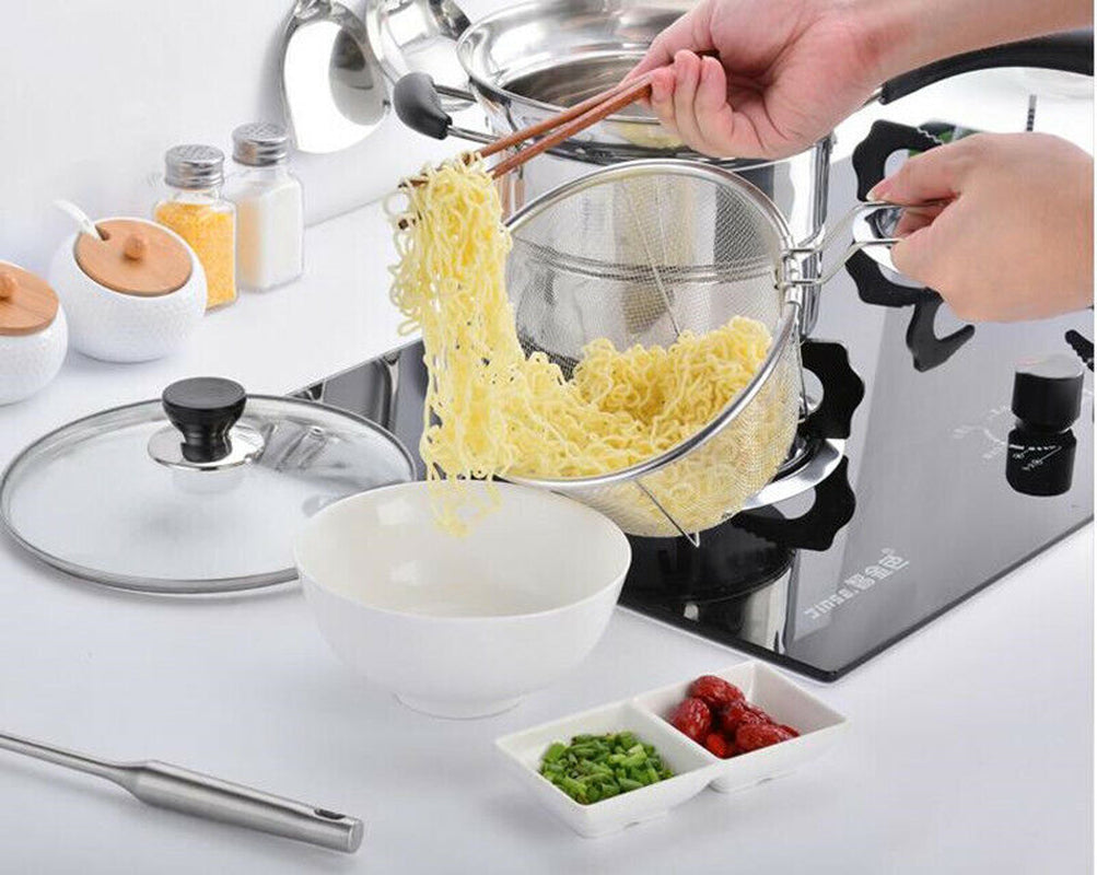 4PCS/SET STAINLESS STEEL CHIP PAN CHIPPAN FRYER POT with LID & BASKET