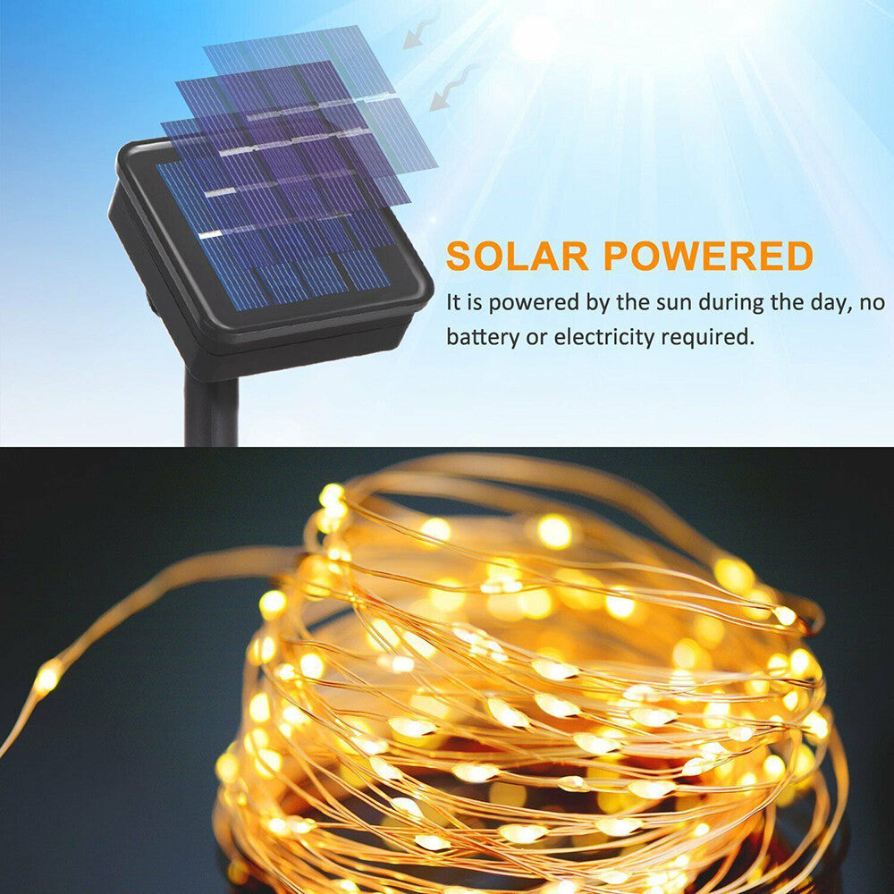 Solar String Fairy Lights Xmas Outdoor Garden Christmas Party Decor Waterproof