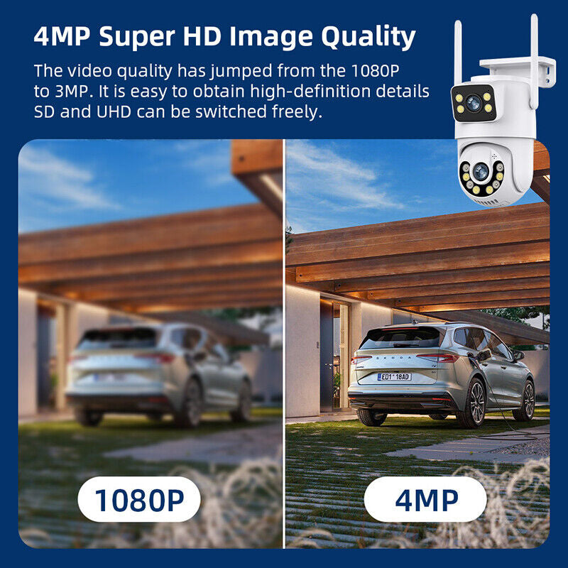 Dual Lens Wifi IP Camera Wireless Outdoor CCTV PTZ Home Security IR Cam