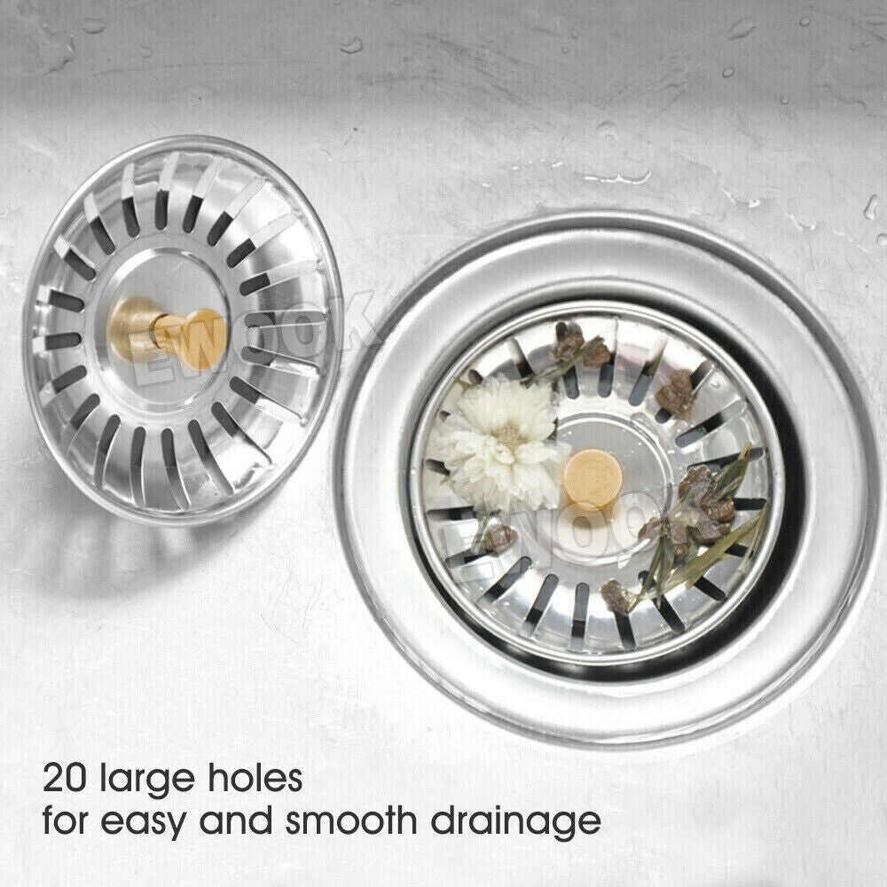 2X High Quality Stainless Steel Kitchen Waste Sink Drain Strainer Plug Stopper