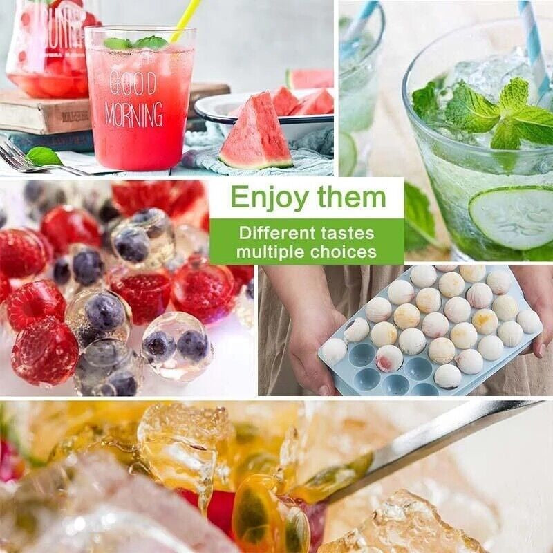33 Grids Ball Maker Plastic Mold Sphere Whiskey round Mould Large Ice Cube Tray