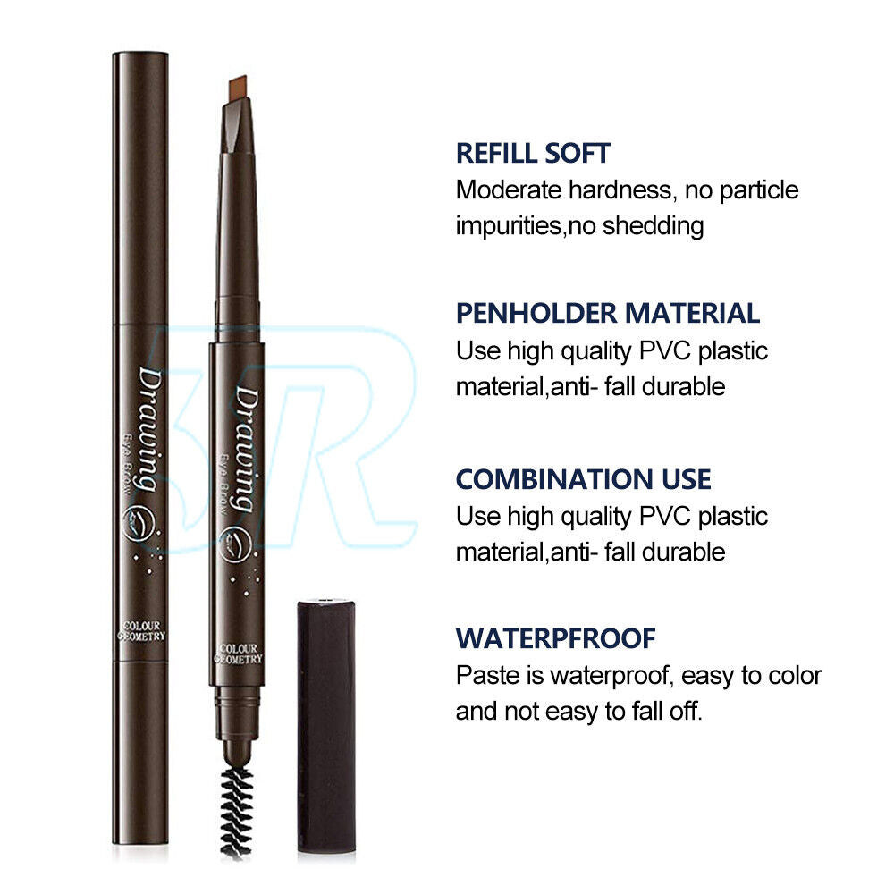 Waterproof Eyebrow Pencil Brow Eye Eyeliner Pen with Brush Makeup Cosmetic Tool