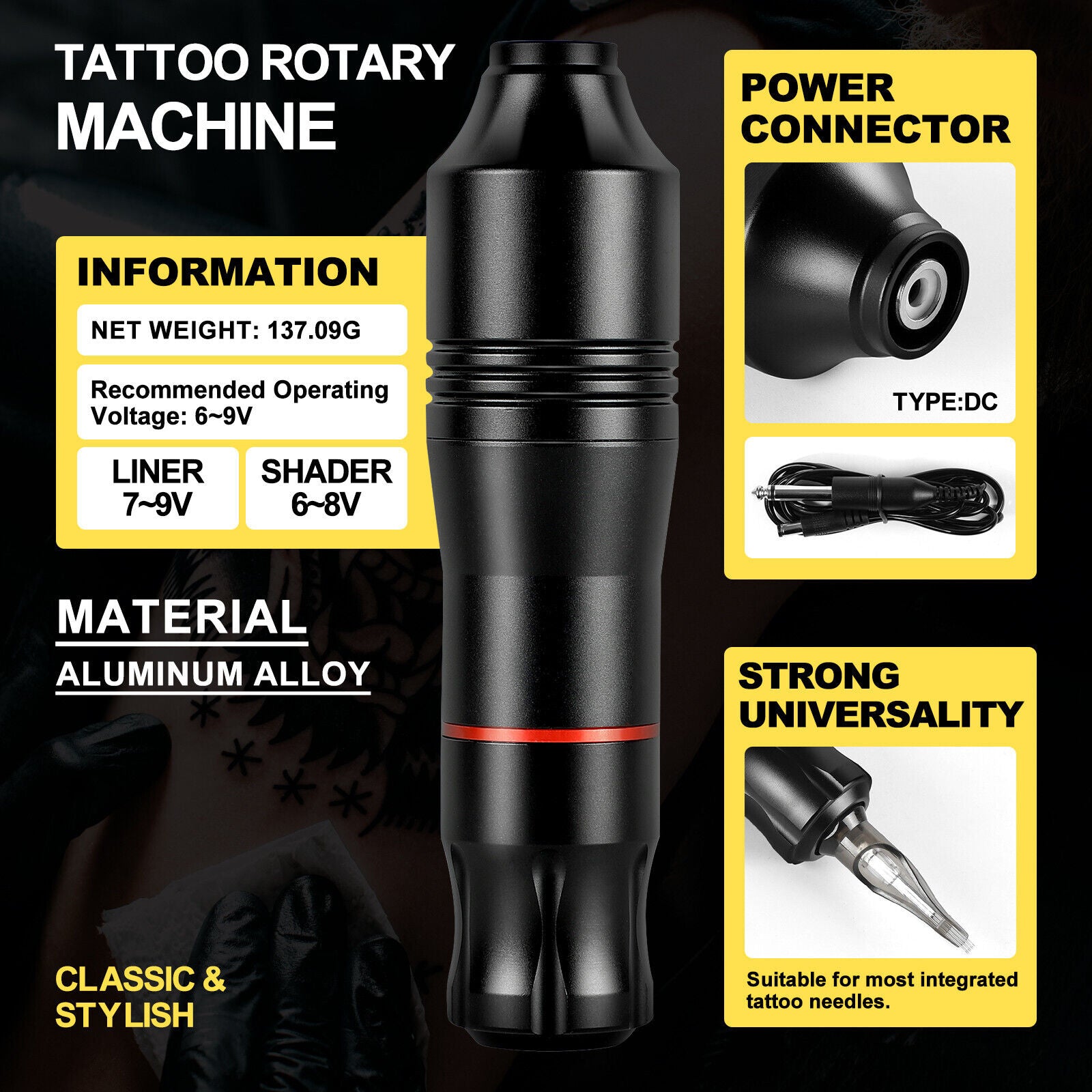 Tattoo Kit Gun Rotary Tattoo Machine Pen Tattoo Power Supply Set 14 Inks