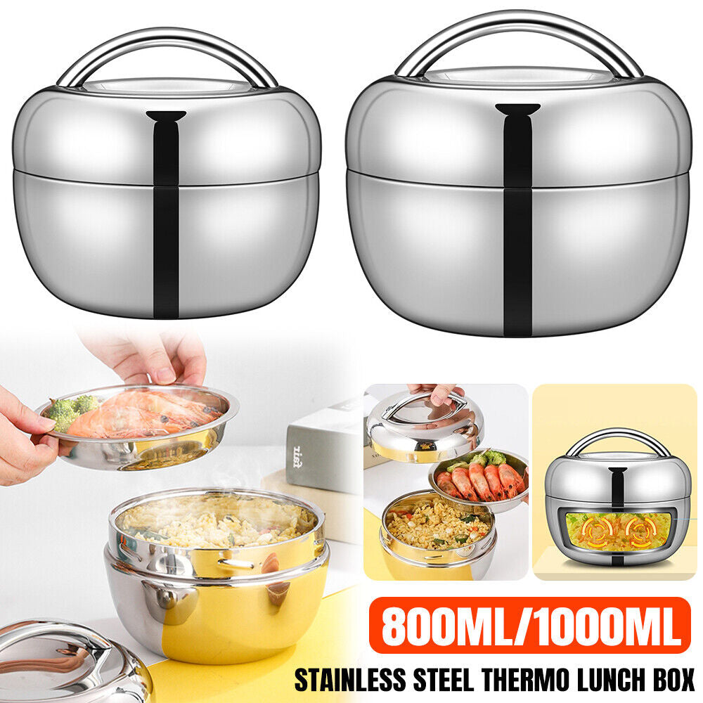 Stainless Steel Thermo Insulated Thermal Lunch Bento Box round Food Container