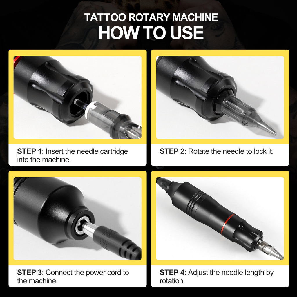 Tattoo Kit Gun Rotary Tattoo Machine Pen Tattoo Power Supply Set 14 Inks