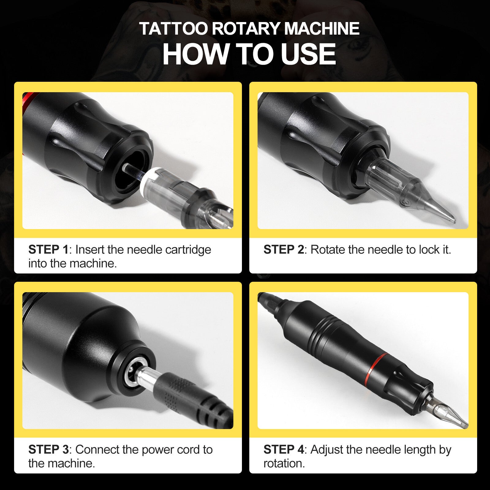 Tattoo Kit Gun Rotary Tattoo Machine Pen Tattoo Power Supply Set 14 Inks