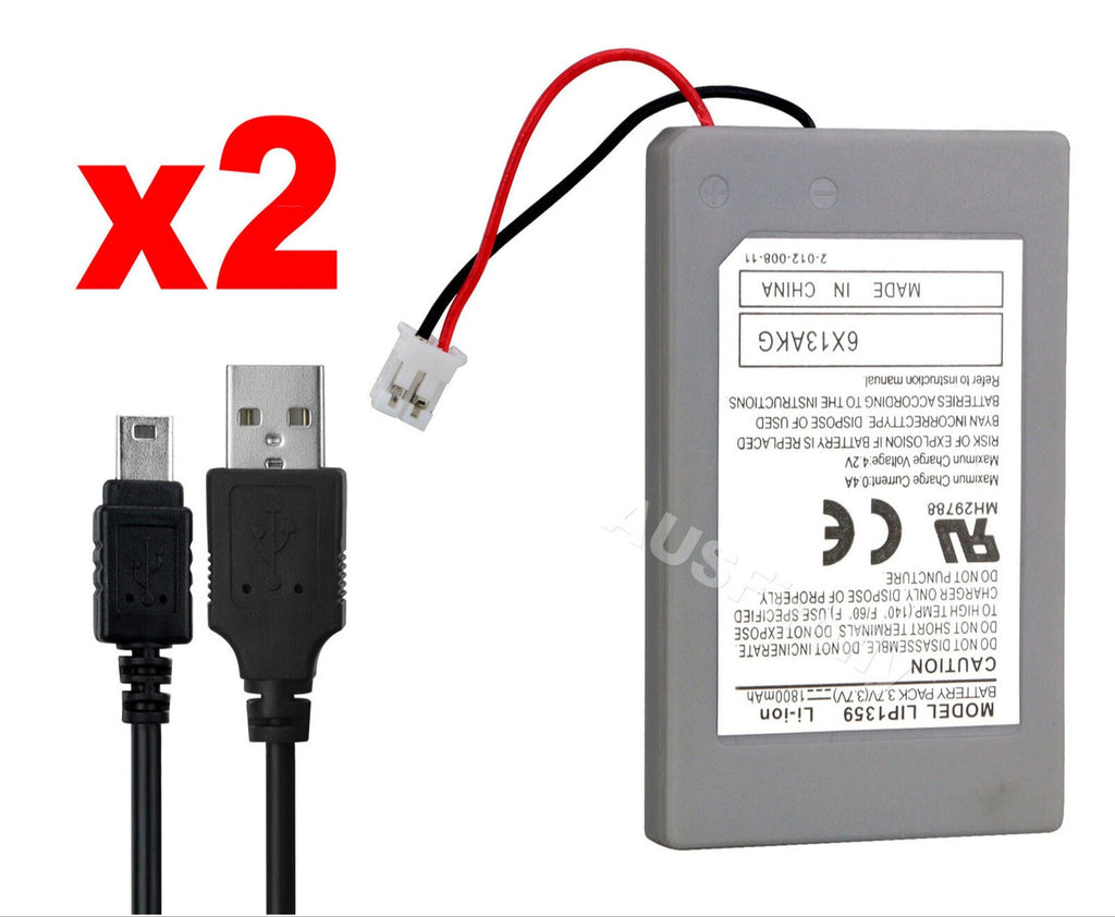 2X Wireless for PS3 Controller Battery Playstation 3 Li-Ion Battery 3.7V 1800Mah