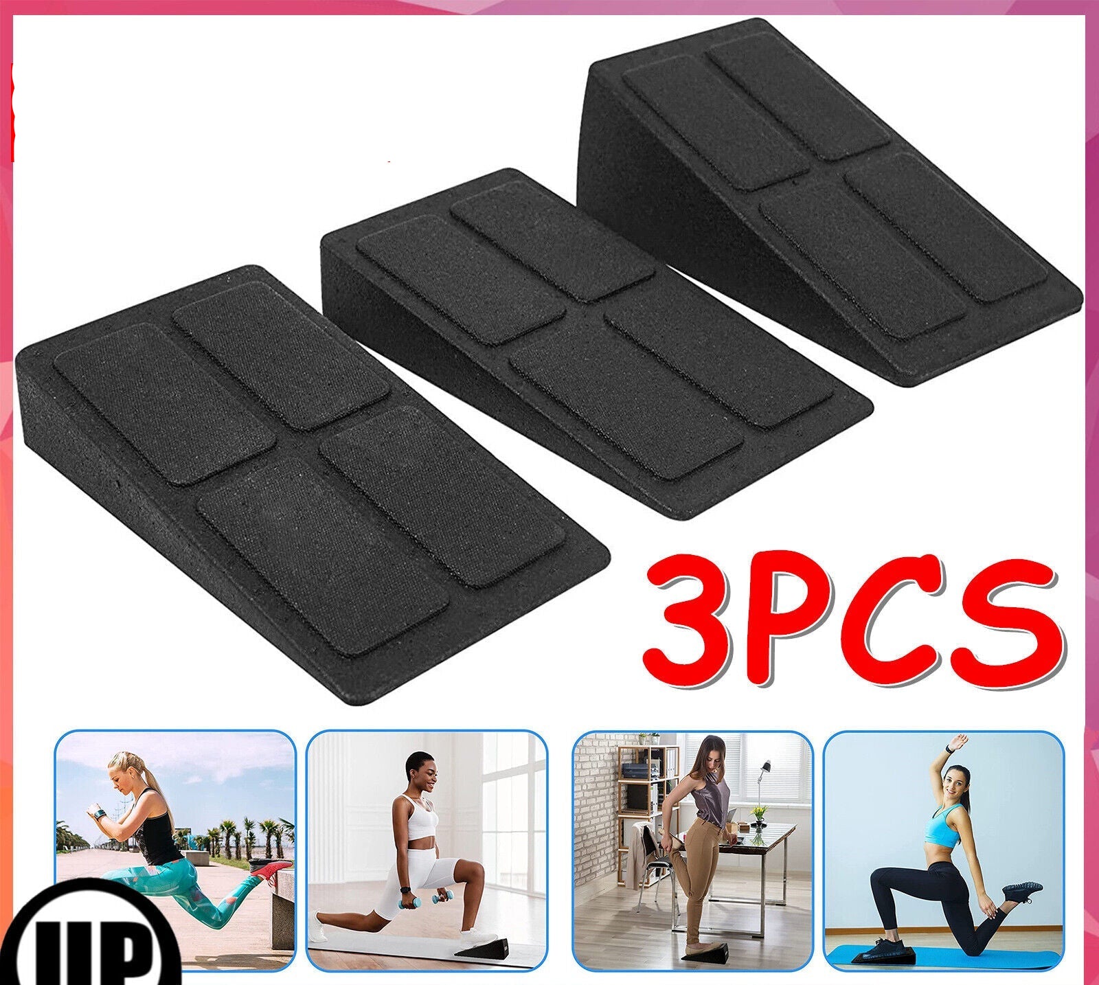 3PCS Slanting Yoga Block Wedge Stretch Slant Squat Board Exercise Gym Fitness