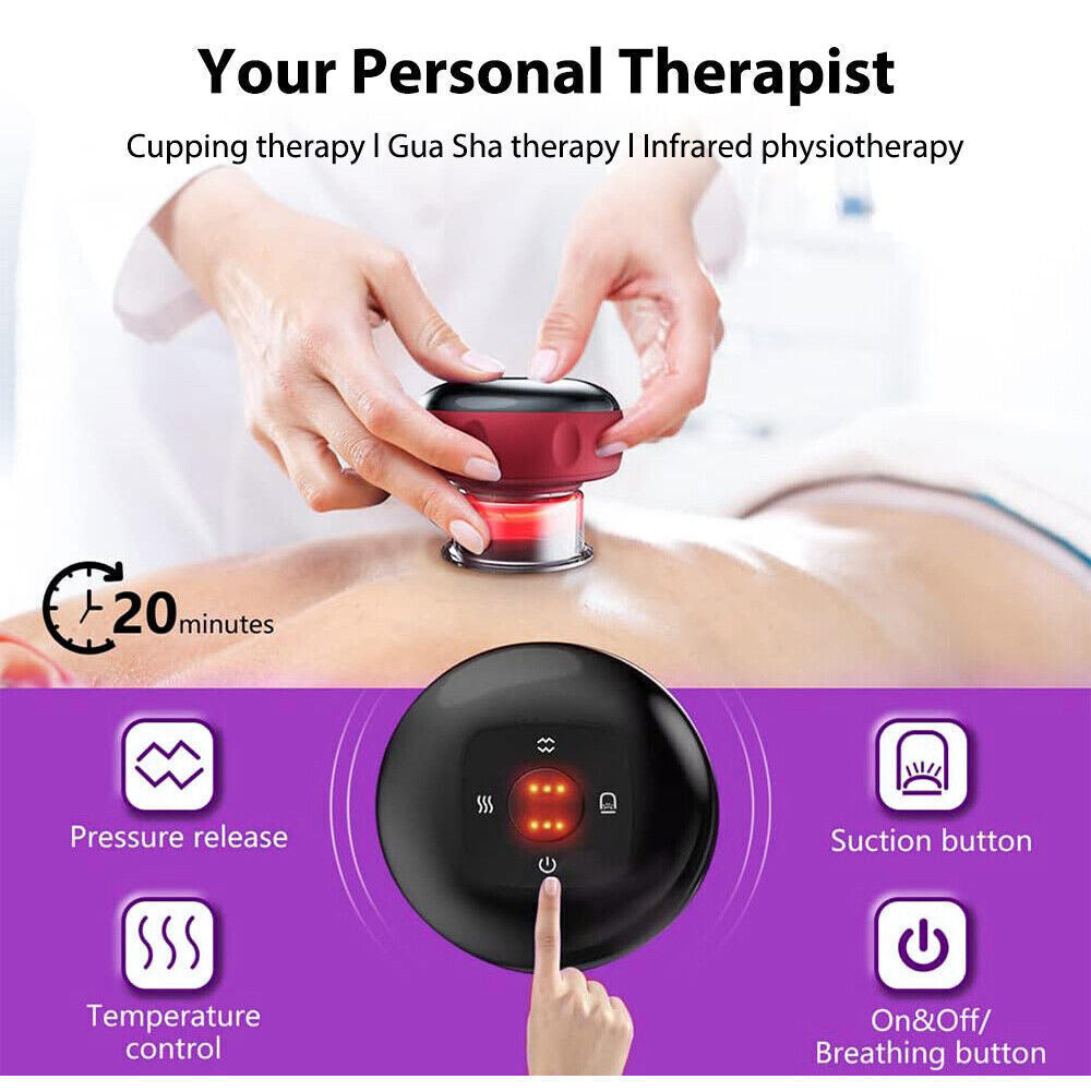 Portable Slimming Massager 12 Levels Electric Cupping Red Light Heating Therapy