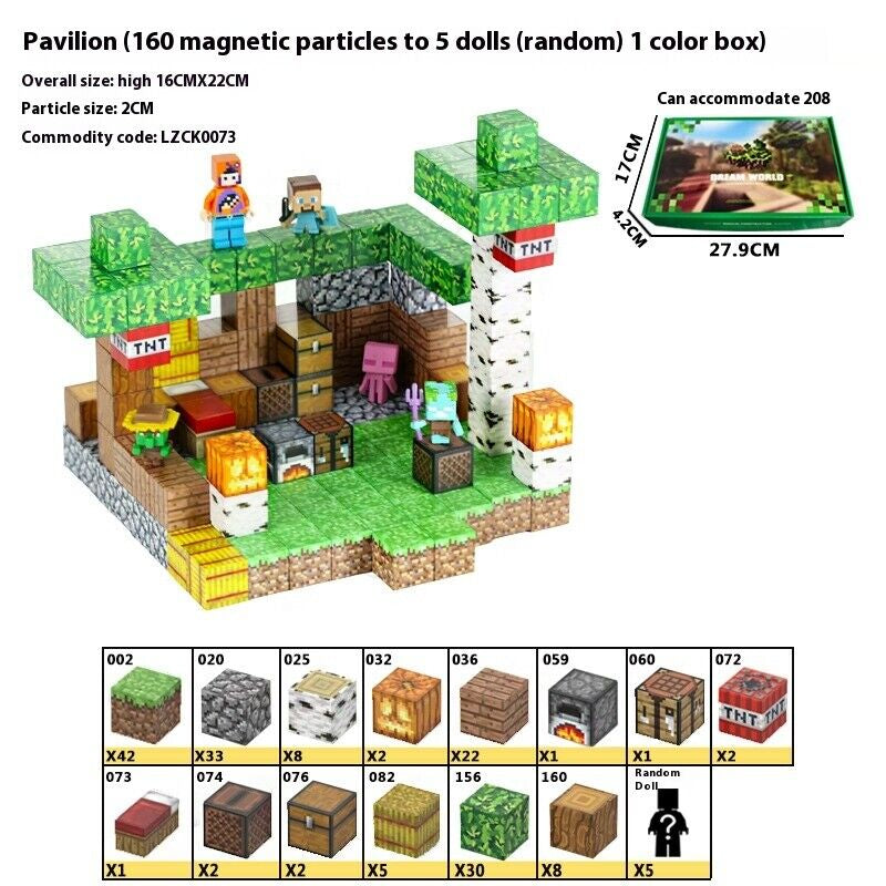 Minecraft Magnetic Building Blocks Set Square Magnet Action Figure Best Kids Toy Gift