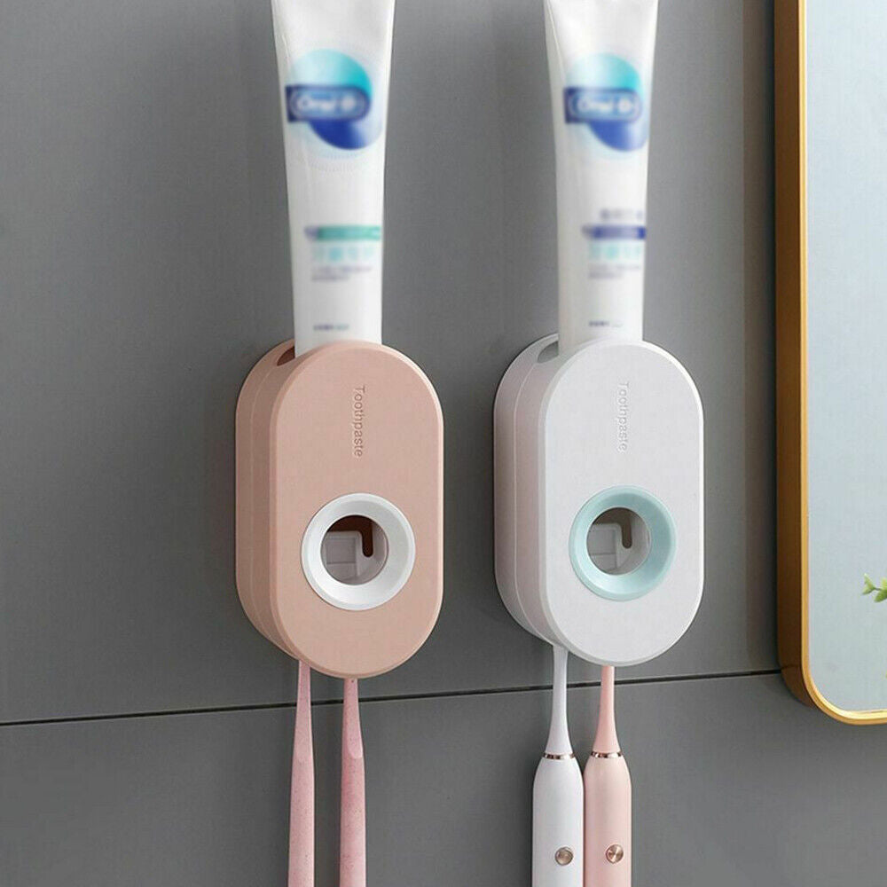Automatic Toothpaste Dispenser Toothbrush Holder Bathroom Wall-Mounted Rack