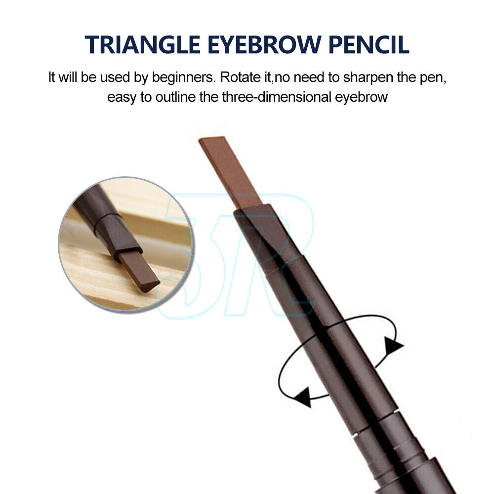 Waterproof Eyebrow Pencil Brow Eye Eyeliner Pen with Brush Makeup Cosmetic Tool