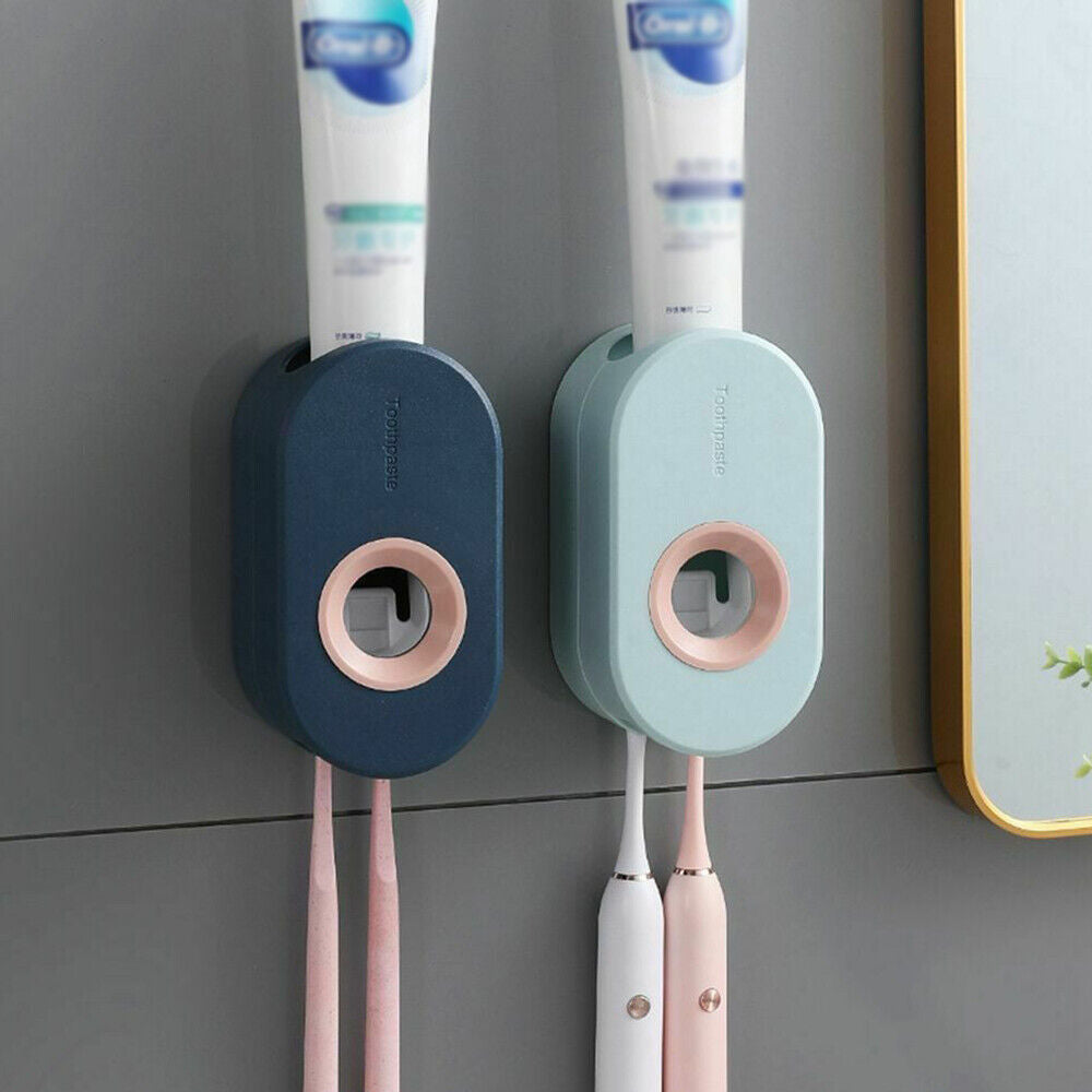 Automatic Toothpaste Dispenser Toothbrush Holder Bathroom Wall-Mounted Rack