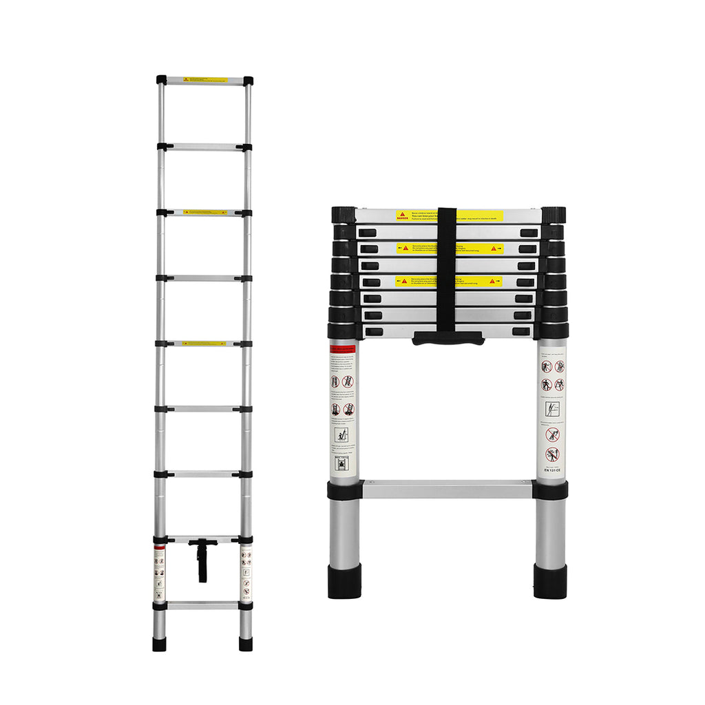 Traderight Multipurpose Ladder Telescopic 2.6M Silver 2.6 Meter-1975420466596286464