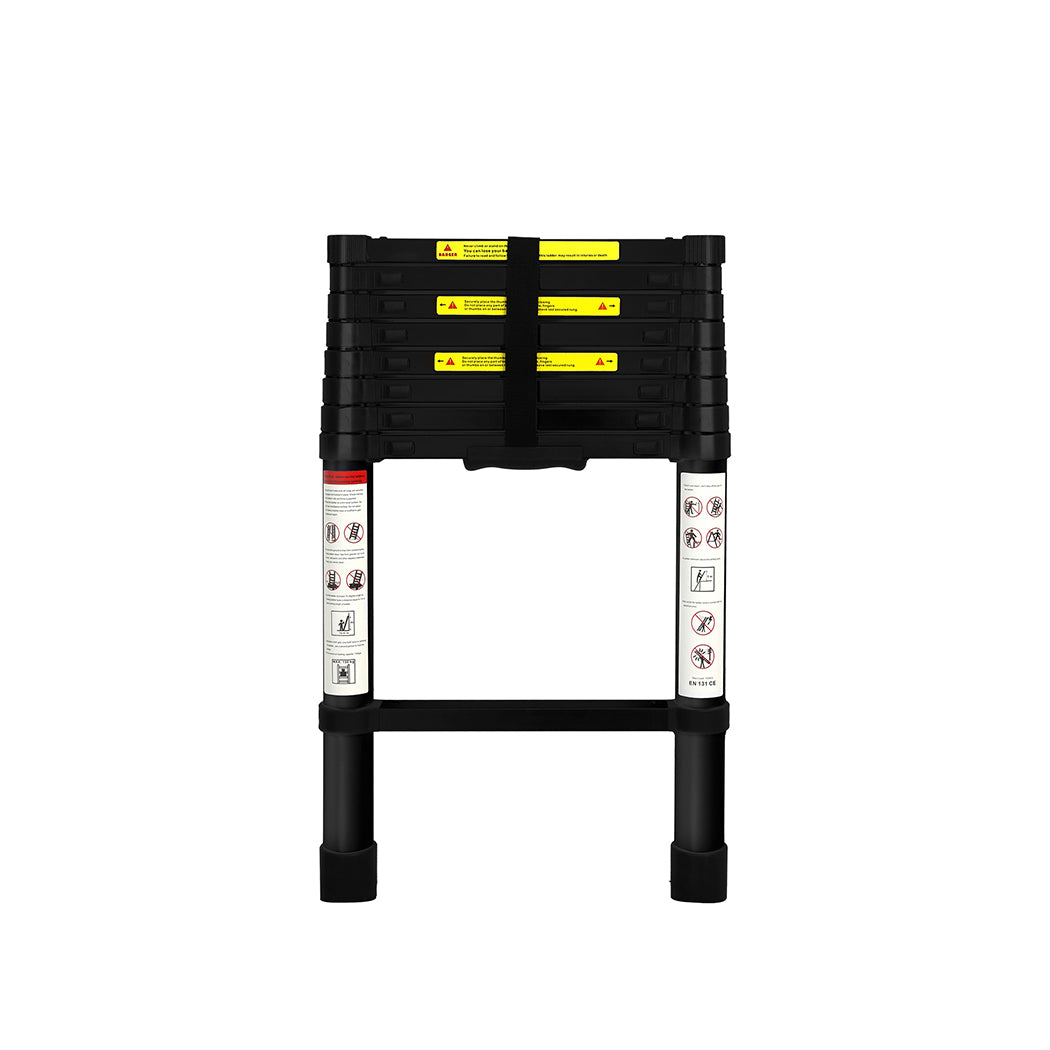 Traderight Multipurpose Aluminium Ladder Telescopic 2.6M Black 2.6 Meter-1973193881751261185