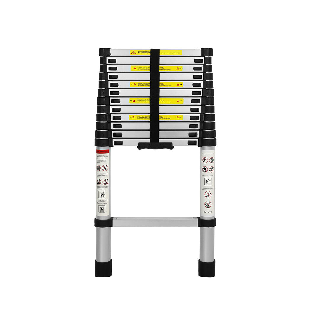 Traderight Multipurpose Ladder Telescopic 3.8M Silver 3.8 Meter-1973193882715951105