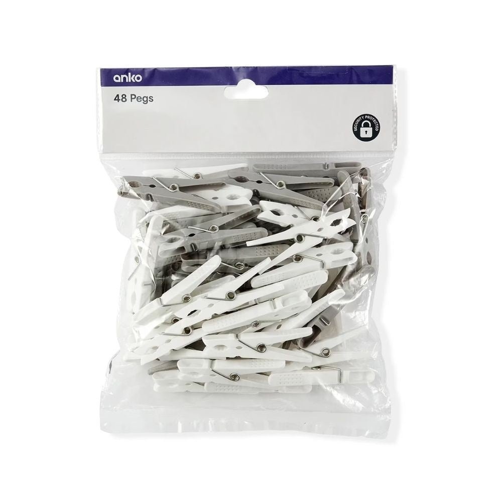 48 Pack Clothes Pegs Plastic hanging clips pins laundry windproof clamp Pegs